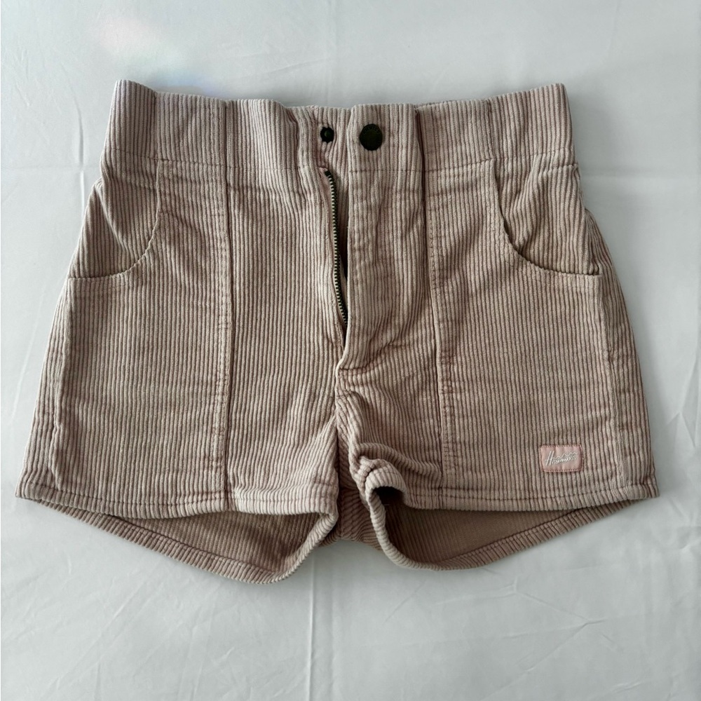 High Waist Light Pink Corduroy Women Shorts